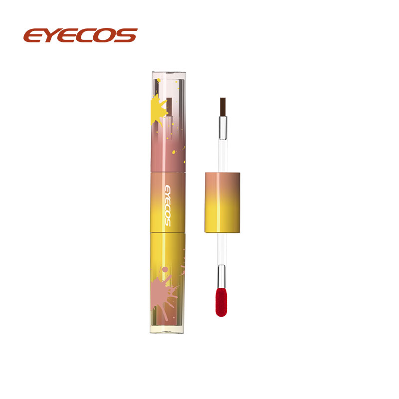 Brilho labial fosco 2 em 1 com revestimento labial